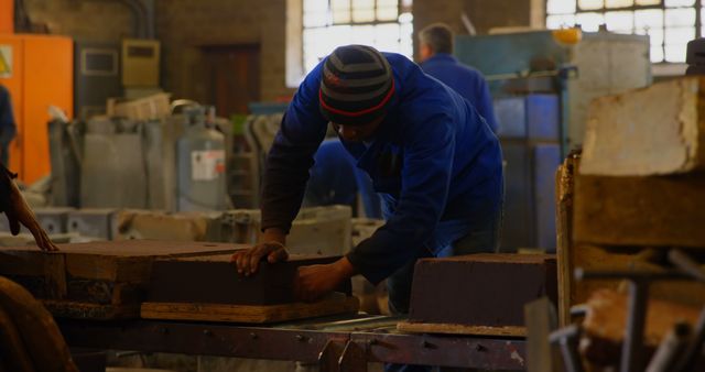 Factory Worker Molding Bricks in Industrial Setting - Download Free Stock Images Pikwizard.com