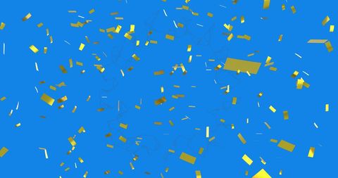 golden confetti falling on geometric shapes and blue background - Download Free Stock Images Pikwizard.com