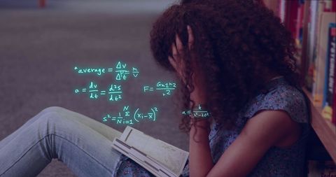 Stressed Student Studying Complex Math Equations