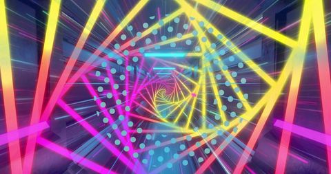 Dynamic Neon Lights with Geometric Patterns on Dark Background - Download Free Stock Images Pikwizard.com