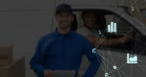 Digital Network Overlay on Delivery Service Theme