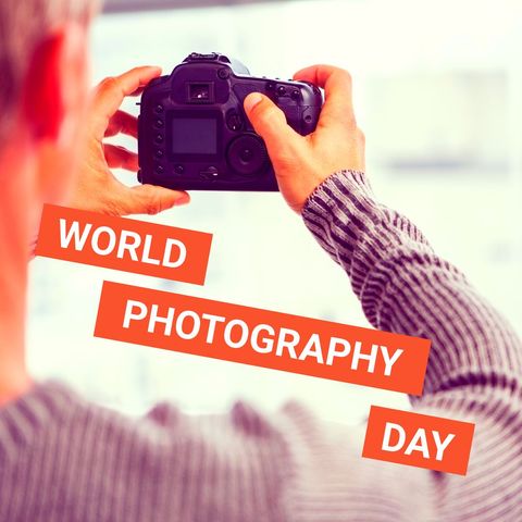 world photography day with man taking photo - Download Free Stock Templates Pikwizard.com