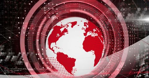 Futuristic Digital Globe with Red Network Patterns - Download Free Stock Images Pikwizard.com