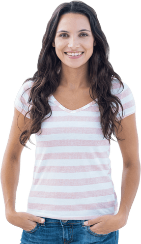 Happy Caucasian Woman on Transparent Background