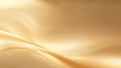 Golden ribbon wave shifting across satin glow with sparkling particles and shimmering motion