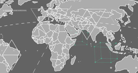 Animated Global Network Connectivity Over World Map