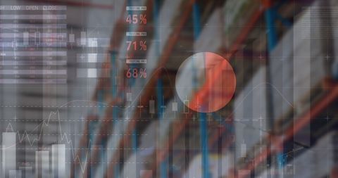 Empty Warehouse with Financial Data Overlay Analysis - Download Free Stock Images Pikwizard.com