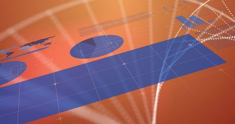 Futuristic interface with data diagrams and dna strand