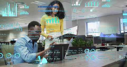 Diverse Professionals Analyzing Financial Data Innovatively