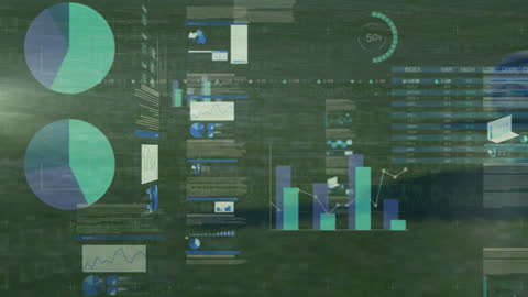 Digital Data Processing and Analytics Visualization Over Cityscape