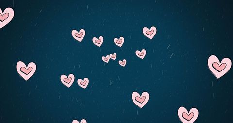 Pink Hearts on Falling Snow Animation for Valentine's Day Design