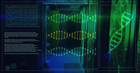 Digital DNA Mapping and Data Processing in Modern Server Room - Download Free Stock Images Pikwizard.com