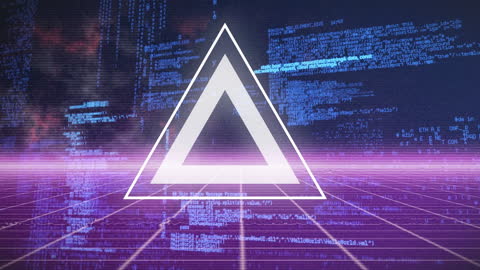 Futuristic Digital Data Display with Geometric Triangle Overlay