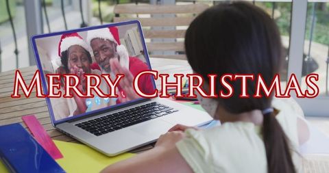 Family holiday video call on christmas