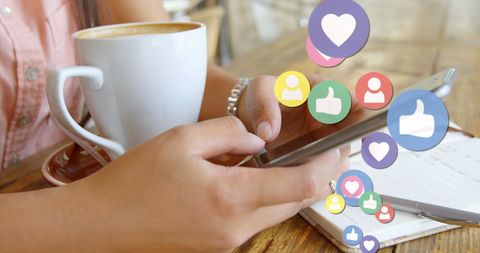Hands Typing on Smartphone with Social Media Icons - Download Free Stock Images Pikwizard.com