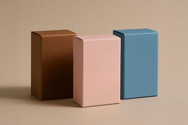 Elegant minimalist boxes on tan backdrop for packaging design