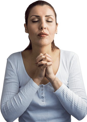 transparent background woman praying with closed eyes - Download Free Stock Videos Pikwizard.com