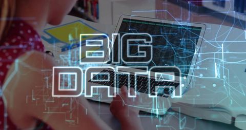 Student learning big data concepts on laptop