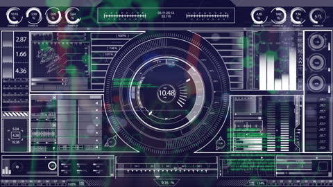 Futuristic Data Interface with Analyzing Charts and Graphs
