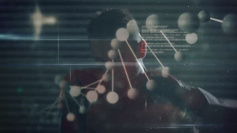 Animated DNA Overlay on Exercising Athlete Highlighting Genetics