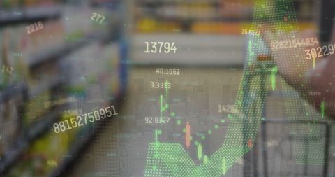 Abstract Visual of Financial Data With Shopping Elements