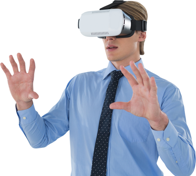 Businessman Engaging with Transparent Virtual Reality Technology - Download Free Stock Videos Pikwizard.com