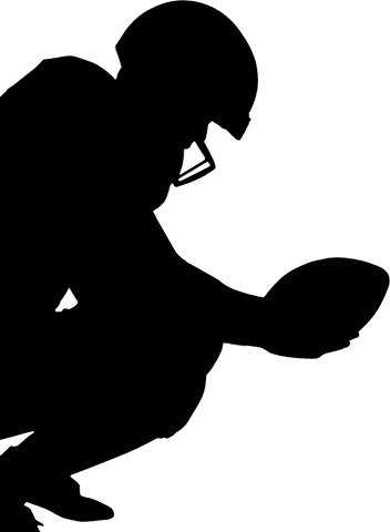 This transparent depiction of an American football player crouching while holding a ball highlights action and competitiveness, making it suitable for sports promotions or athletic apparel campaigns. Ideal for advertisements focusing on teamwork or prestige sports events.