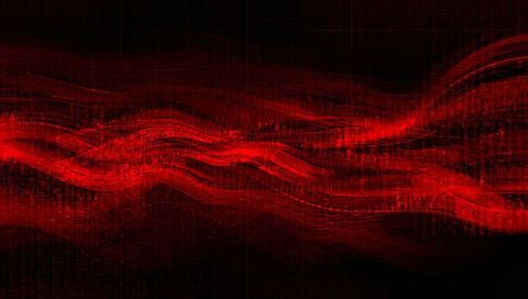 Crimson Data Waveflow Glowing Red Ribbons of Flowing Binary and Neon Motion