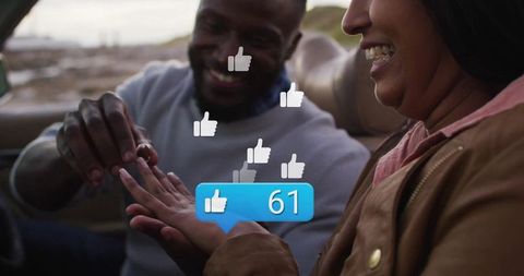 Proposing in Car by Rocky Shore With Social Media Likes