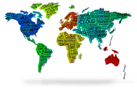 digital business text on transparent world map illustration - Download Free Stock Videos Pikwizard.com