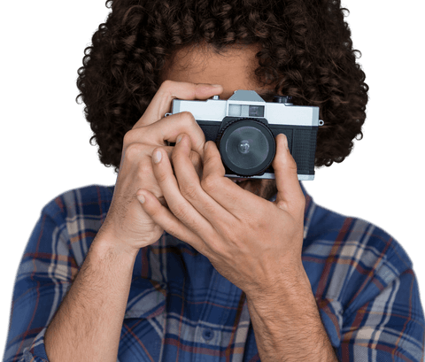 transparent male photographer holding film camera for creative imagery - Download Free Stock Videos Pikwizard.com
