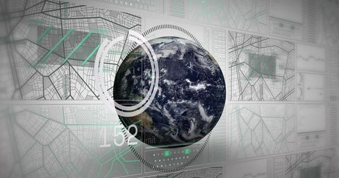 Globe Surrounded by Digital Interface in Technology Concept - Download Free Stock Images Pikwizard.com