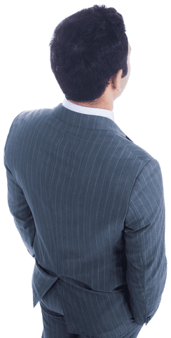 Back View of Asian Businessman on Transparent Background