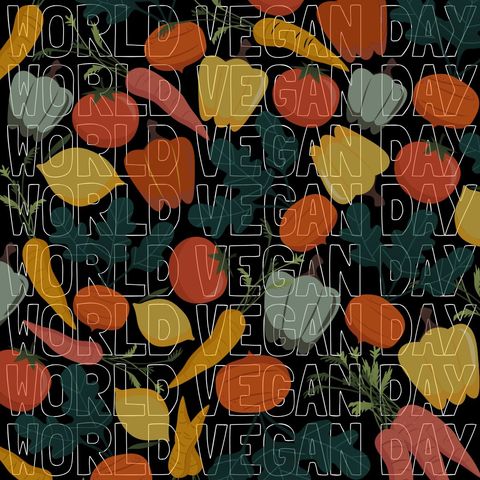 vibrant world vegan day celebration with illustrated vegetables - Download Free Stock Templates Pikwizard.com