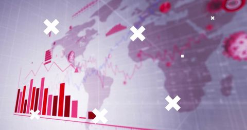 Global Financial Data Visualization with Red Bar Graph and World Map - Download Free Stock Images Pikwizard.com