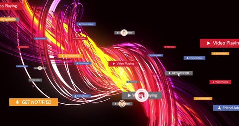 Social Media Reactions Simulated on Dynamic Red and Yellow Streaks - Download Free Stock Images Pikwizard.com