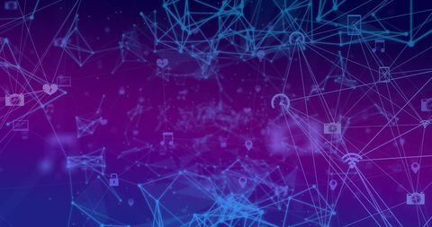 Digital Network Connections with Iconography on Vibrant Abstract Background - Download Free Stock Images Pikwizard.com