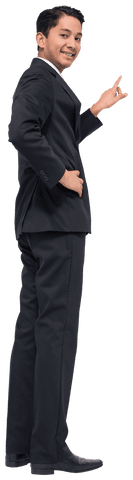 Cheerful Asian Businessman in Suit with Transparent Background