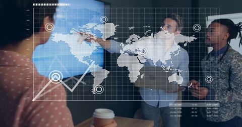 Collaborative Data Analysis with Digital Global Map Projection - Download Free Stock Images Pikwizard.com