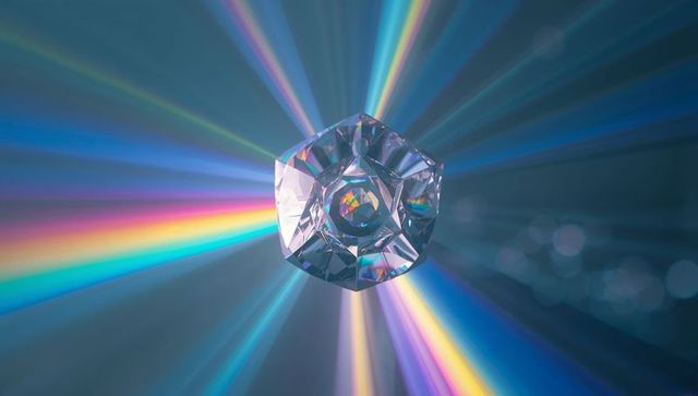 Futuristic crystal prism refracting multicolored light