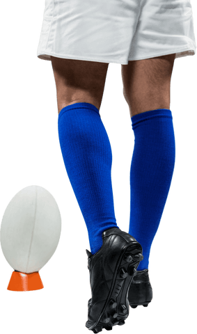 Rugby player preparing kick transparent action pose