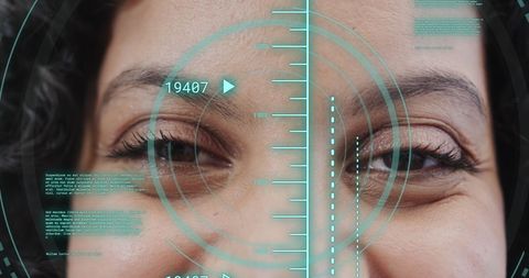 Smiling Doctor with Digital Data Overlay Interface