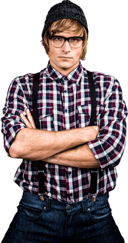 serious blonde hipster in plaid with folded arms transparent - Download Free Stock Videos Pikwizard.com