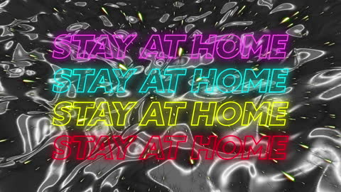 Neon Stay At Home Message Over Abstract Background