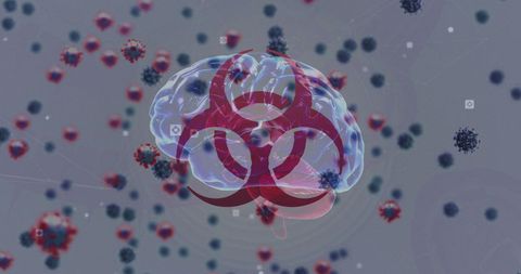 Biohazard Symbol on Brain with Coronavirus Particles - Download Free Stock Images Pikwizard.com