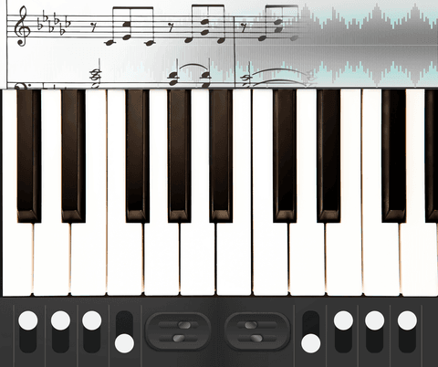 piano keyboard with musical notes on transparent background - Download Free Stock Videos Pikwizard.com