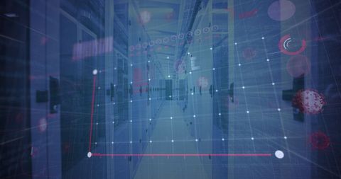 Virtual Interface Displays Graphs with Pandemic Data in Server Room - Download Free Stock Images Pikwizard.com