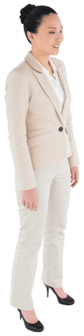 Smiling asian businesswoman clothed in formal assembly decor transparent background
