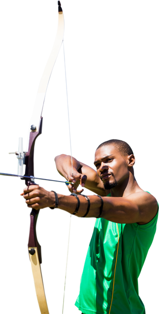 Transparent Background African American Male Archer Focusing with Bow - Download Free Stock Videos Pikwizard.com