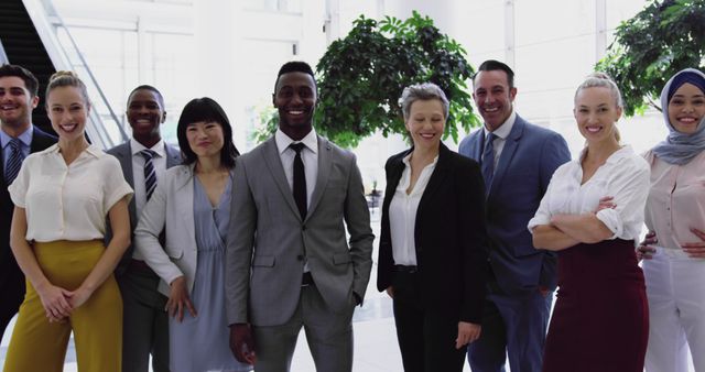 Diverse Team of Professionals Standing in Office Lobby - Download Free Stock Images Pikwizard.com